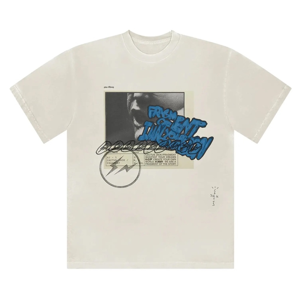 Nike Cream and Blue Graphic Tee